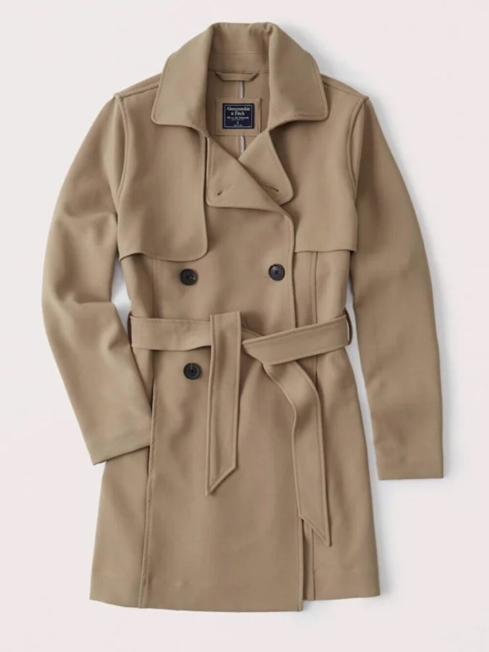 Abercrombie Drapey Trench Coat Light Sand Tan Brown Beige Khaki XS